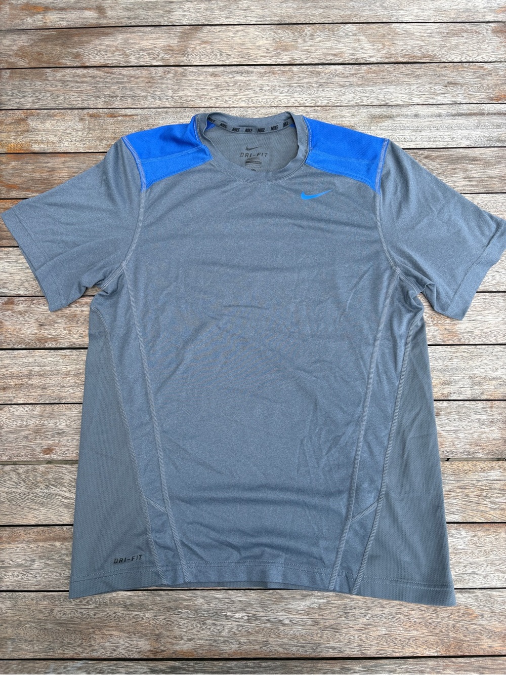 Nike Gray and Blue Dri-FIT Men’s Athletic Tee